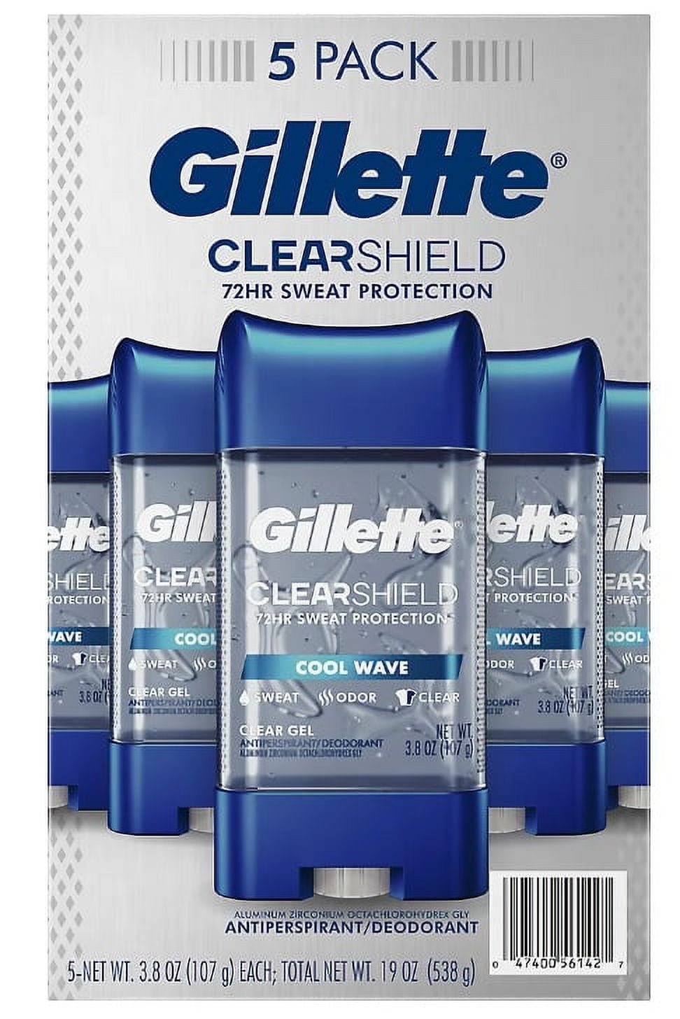 Gillette Cool Wave Clear Gel Men's Antiperspirant and Deodorant (3.8 oz., 5 pk.)