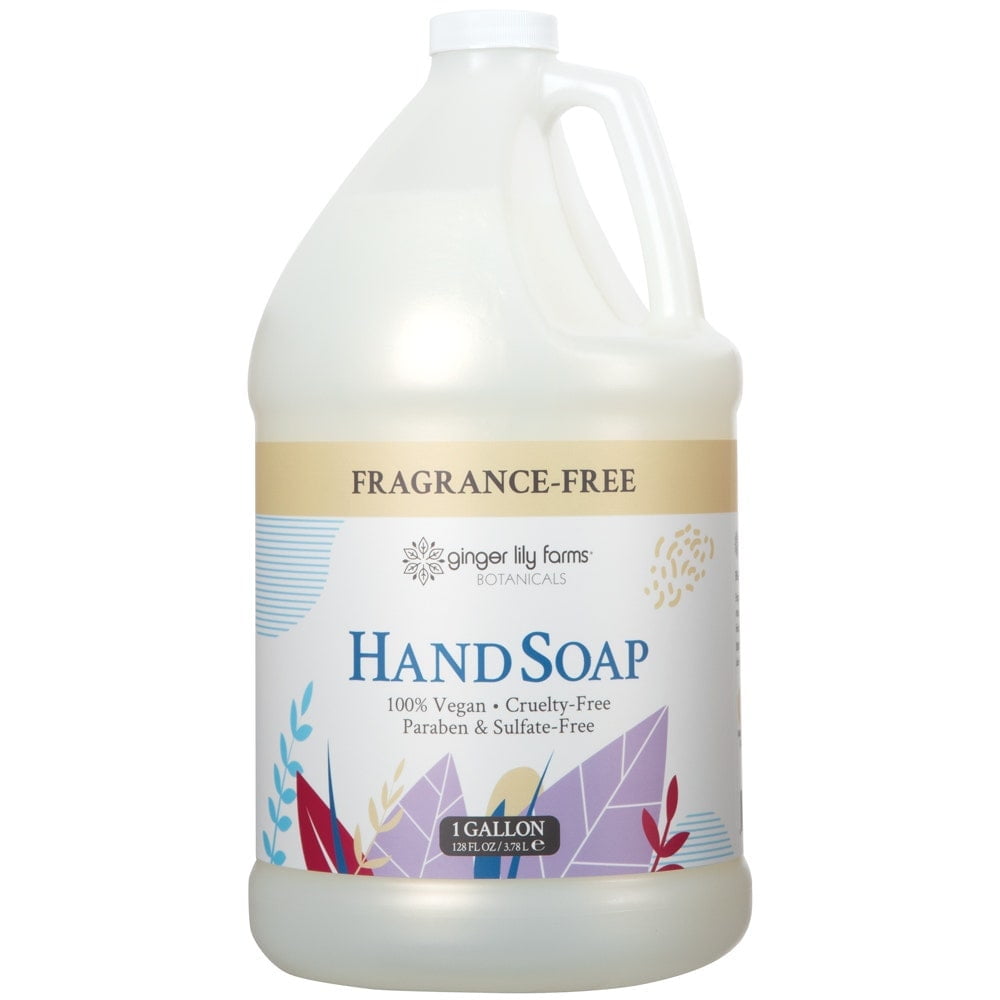 Ginger Lily Farms Botanicals All-Purpose Liquid Hand Soap Refill, 100% Vegan & Cruelty-Free, Fragrance-Free, 1 Gallon (128 fl oz)