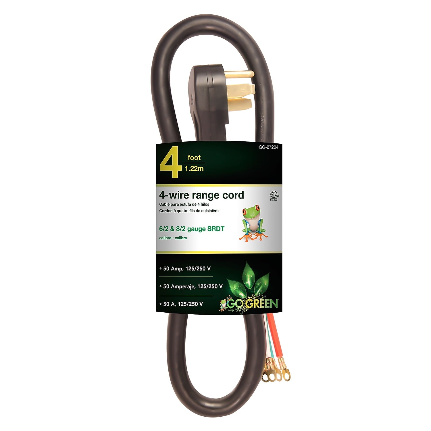 GoGreen Power 4' 4-Wire Range Cord, Black, 27204