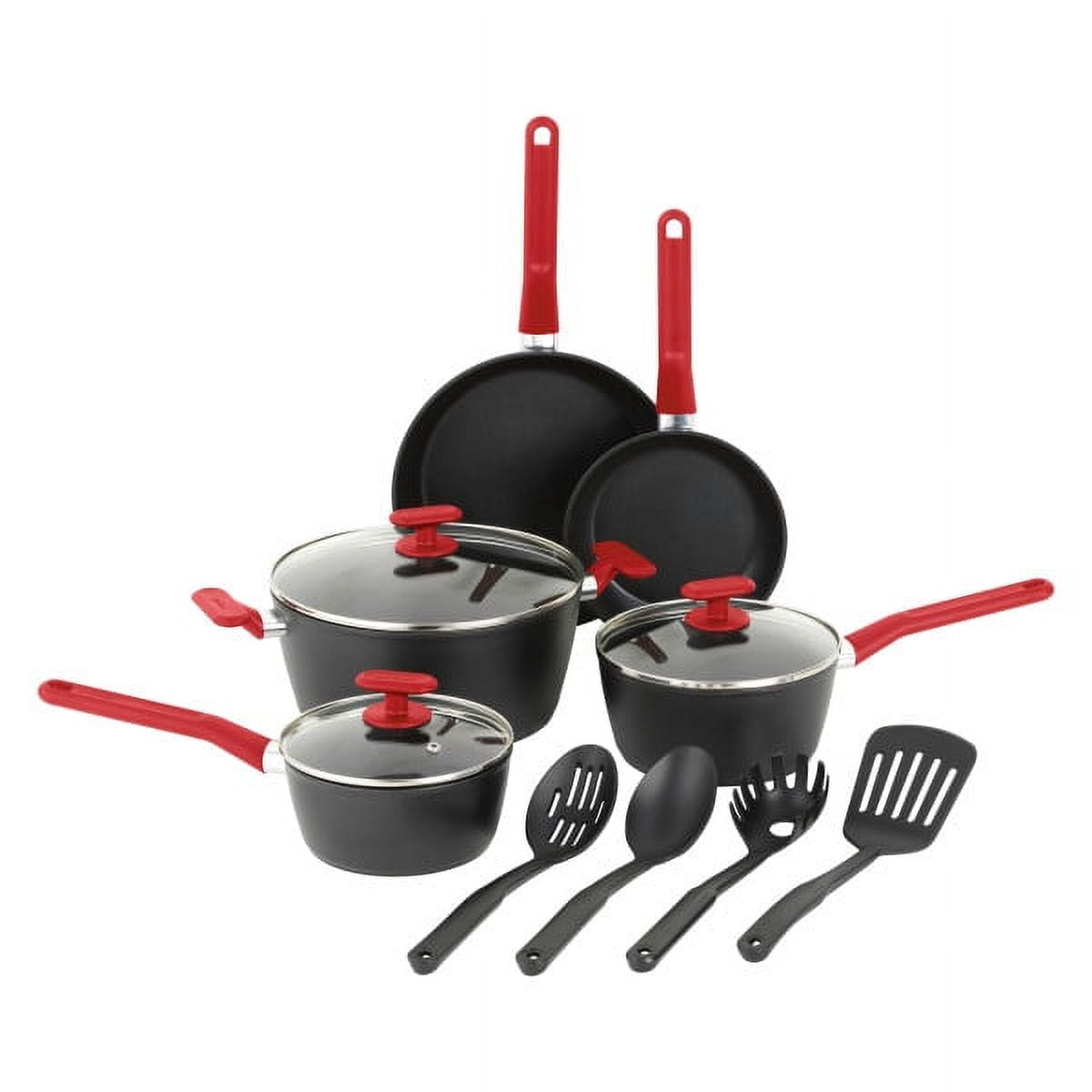 GoodCook ProEase Nonstick 12 Piece Cookware Set with Utensils, Black