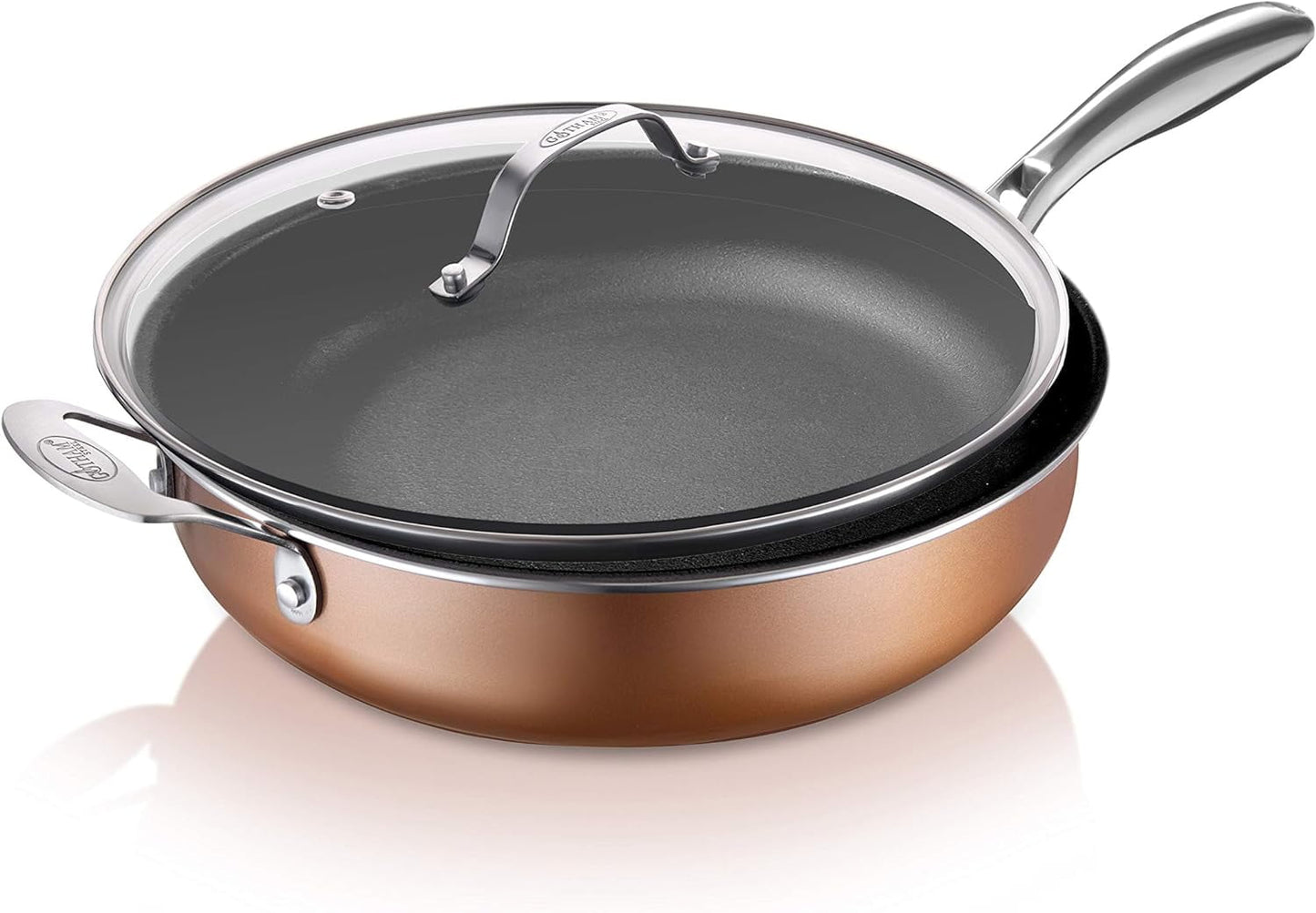 Gotham Steel 5.5 quart Copper Cast Jumbo Cookware, Non-Stick, Oven Safe, Dishwasher Safe