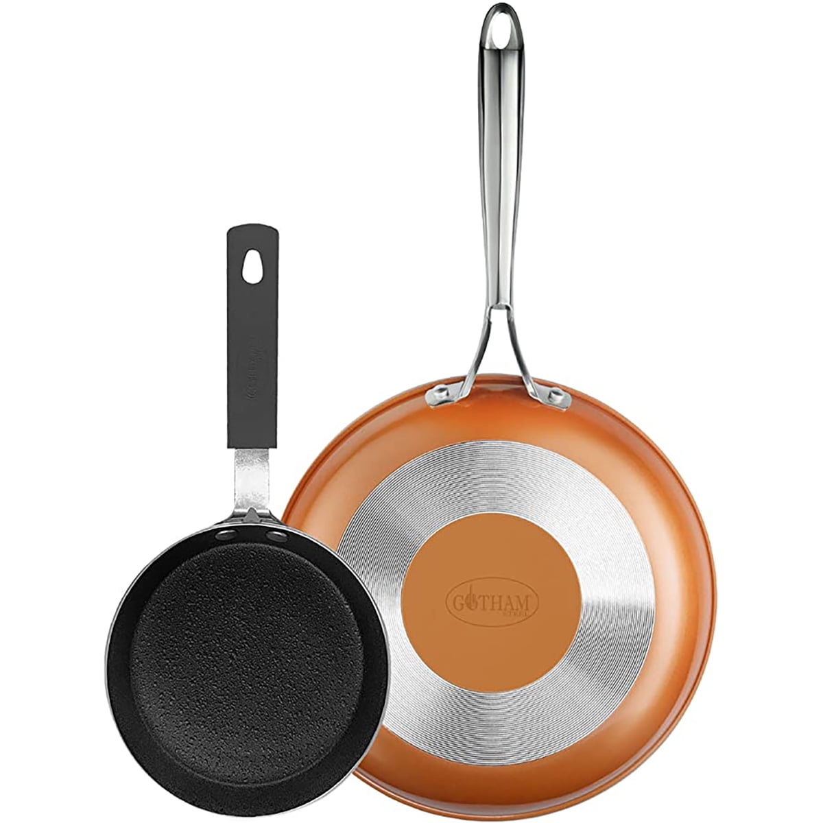 Gotham Steel Copper Cast Textured 2-Piece Cookware Set, Non-Stick 9.5" & 5.5" Frying Pans