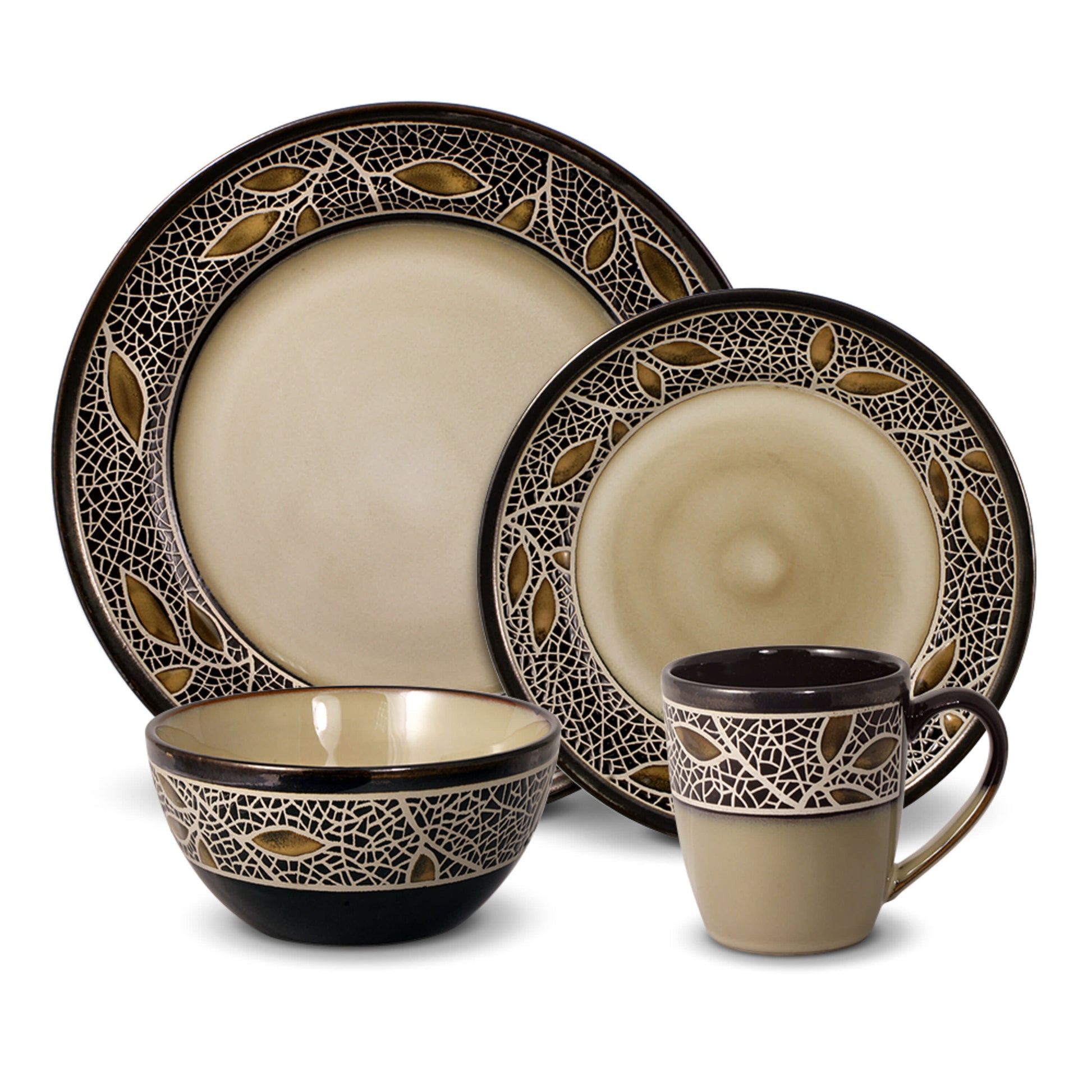 Gourmet Basics by Mikasa Alexandria 16-Piece Dinnerware Setin Brown/Tan