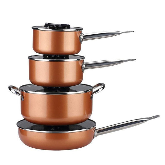 Gourmet Edge Stackable Stainless Steel Nonstick Cookware, Pots w/ Lids (8 Piece)