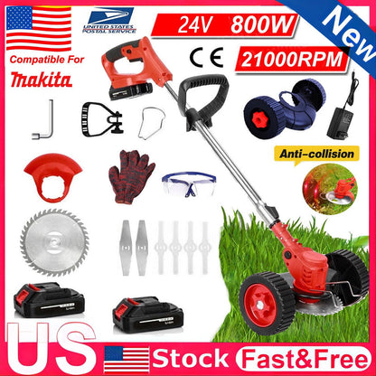 Grass Trimmer Cordless Electric Weed Eaters Weed Trimmer,Weed Lawn Edge Trimmer,Mower with Upgraded Wheels