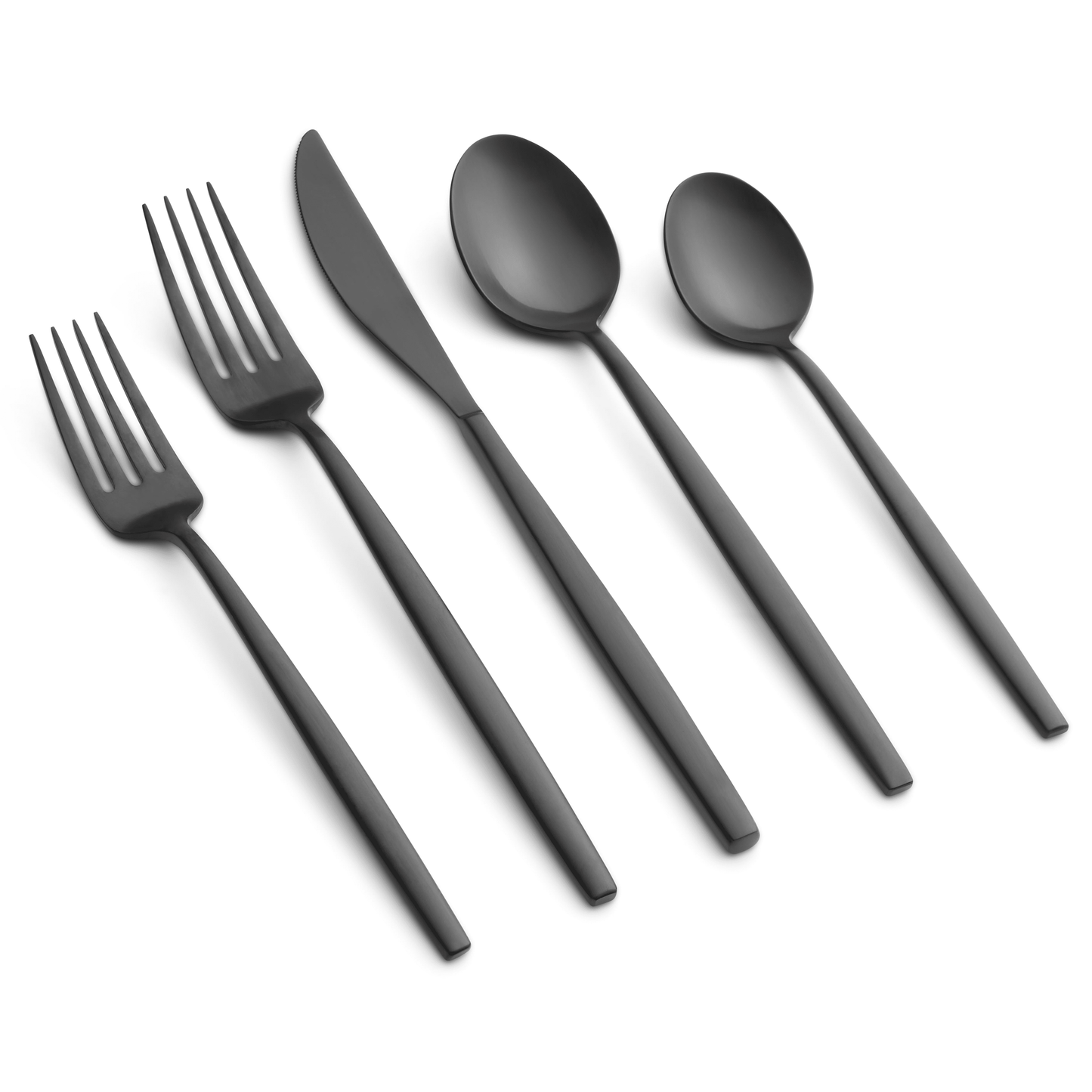 Graze by Cambridge Kiki Black Satin Forged 18/0 Stainless Steel 20-Piece Flatware Set, Service for 4