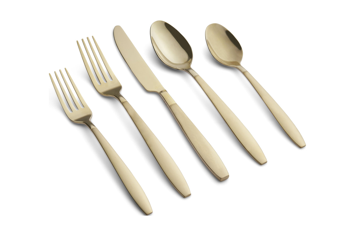 Graze by Cambridge Mathison Champagne Sand/Mirror 45-Piece Stainless Steel Flatware Set, Service for 8