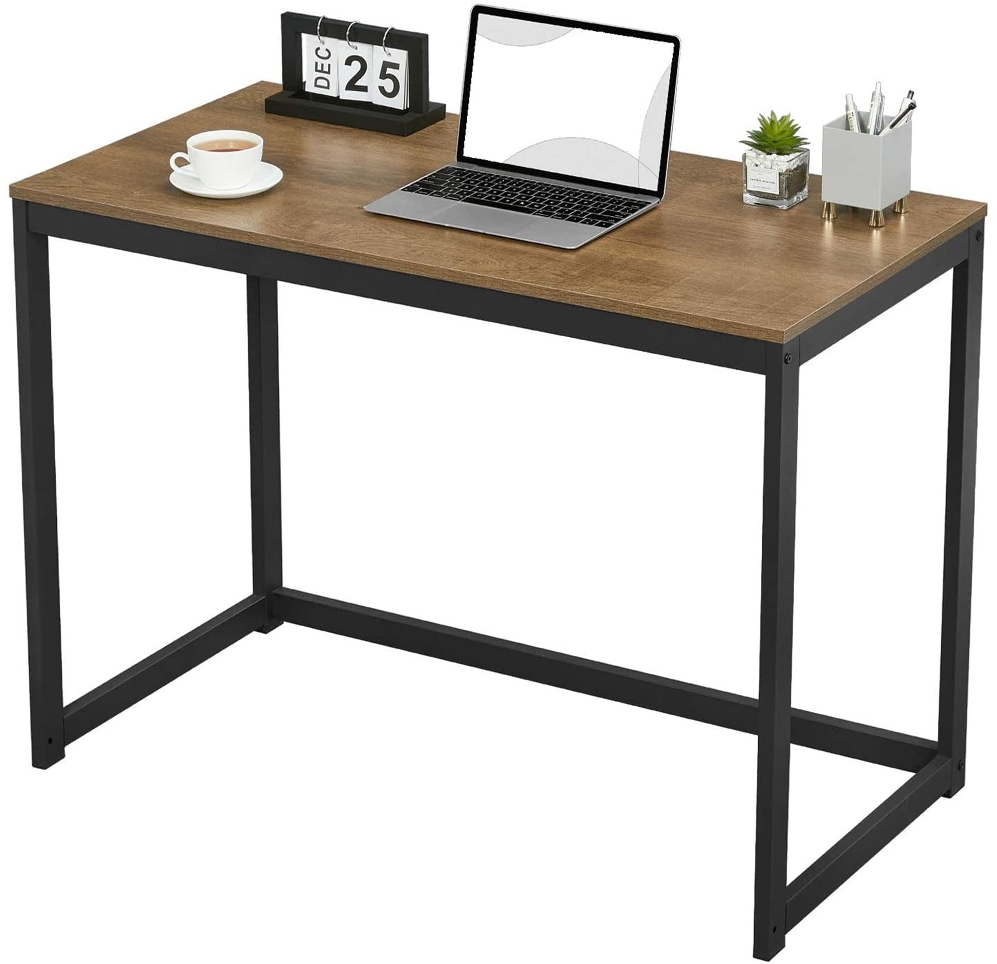 Green Forest Small Modern Computer Study Desk For Home Office, Dark Brown, 39"