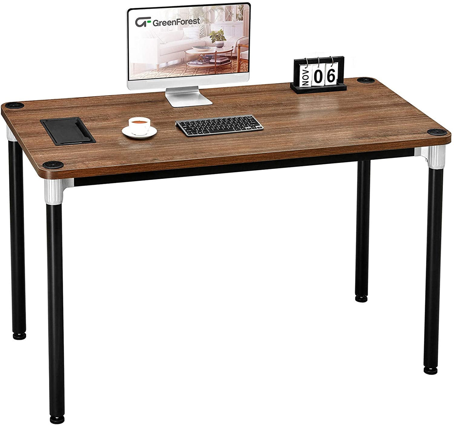 GreenForest Computer Desk Home Office Writing Small Desk, Modern Simple PC Table, Sturdy Workstation, Walnut, 47"