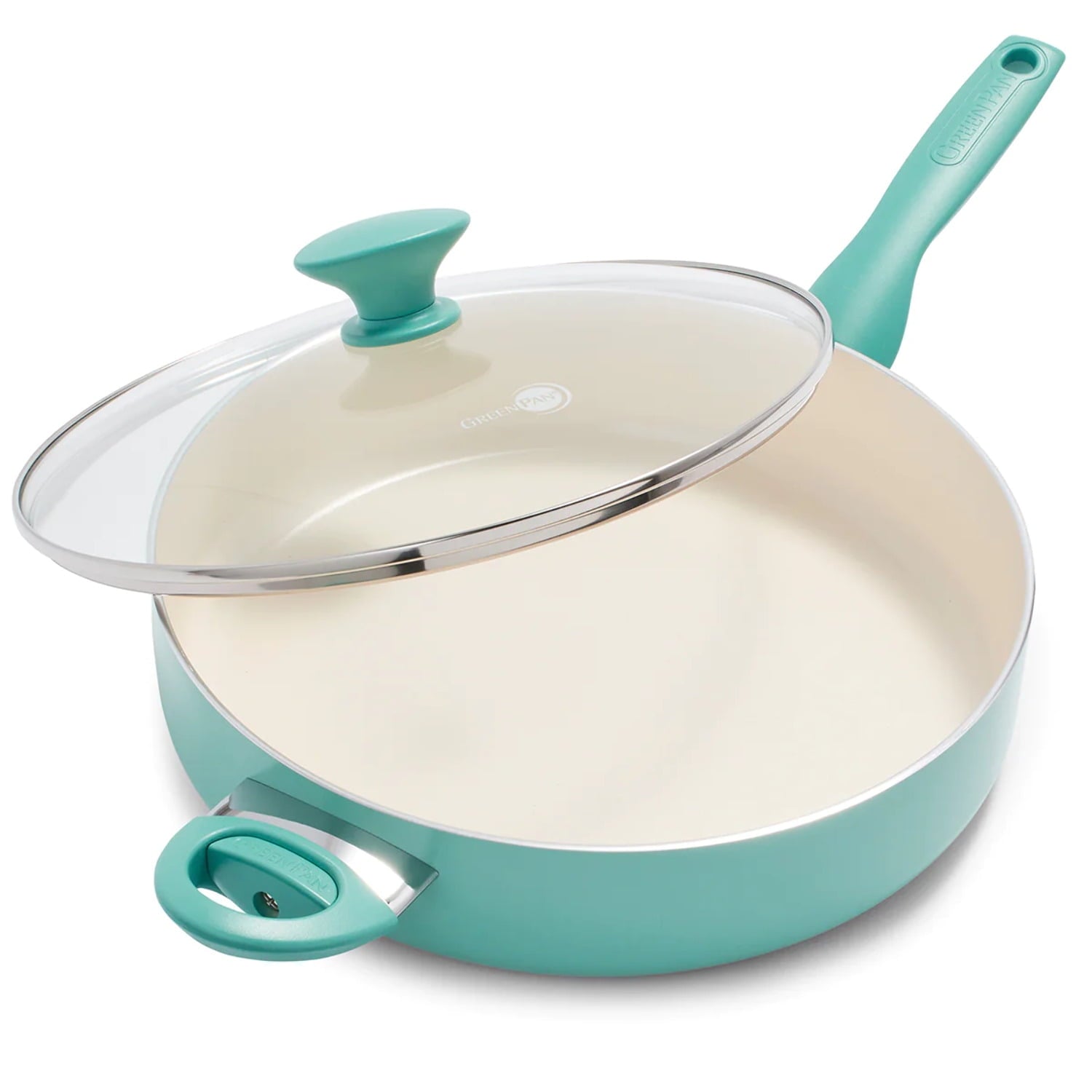 GreenPan Rio Ceramic Nonstick 5-Quart Sauté Pan with Lid | Turquoise