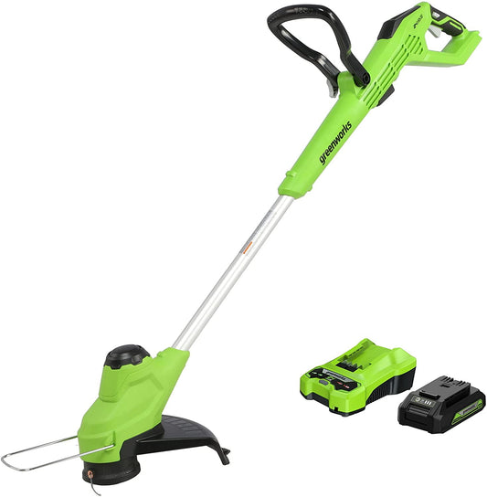 Greenworks 24V 12-inch TORQDRIVE String Trimmer with 2Ah USB Battery and Charger, 2104502AZ