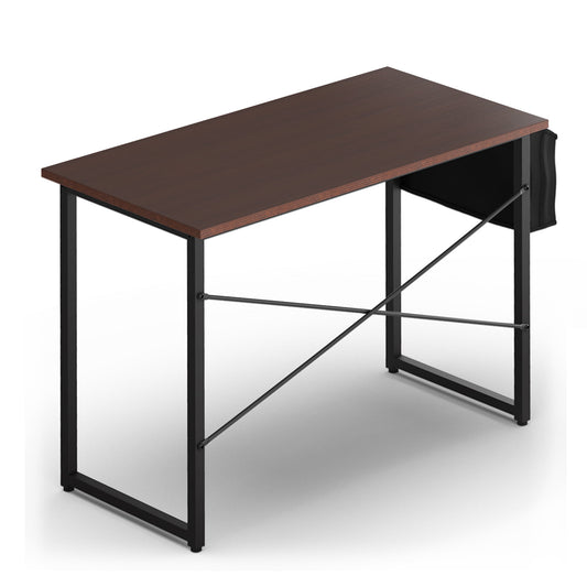 Gymax 40'' Study Writing Table Modern Computer Desk w/ Storage Bag Coffee