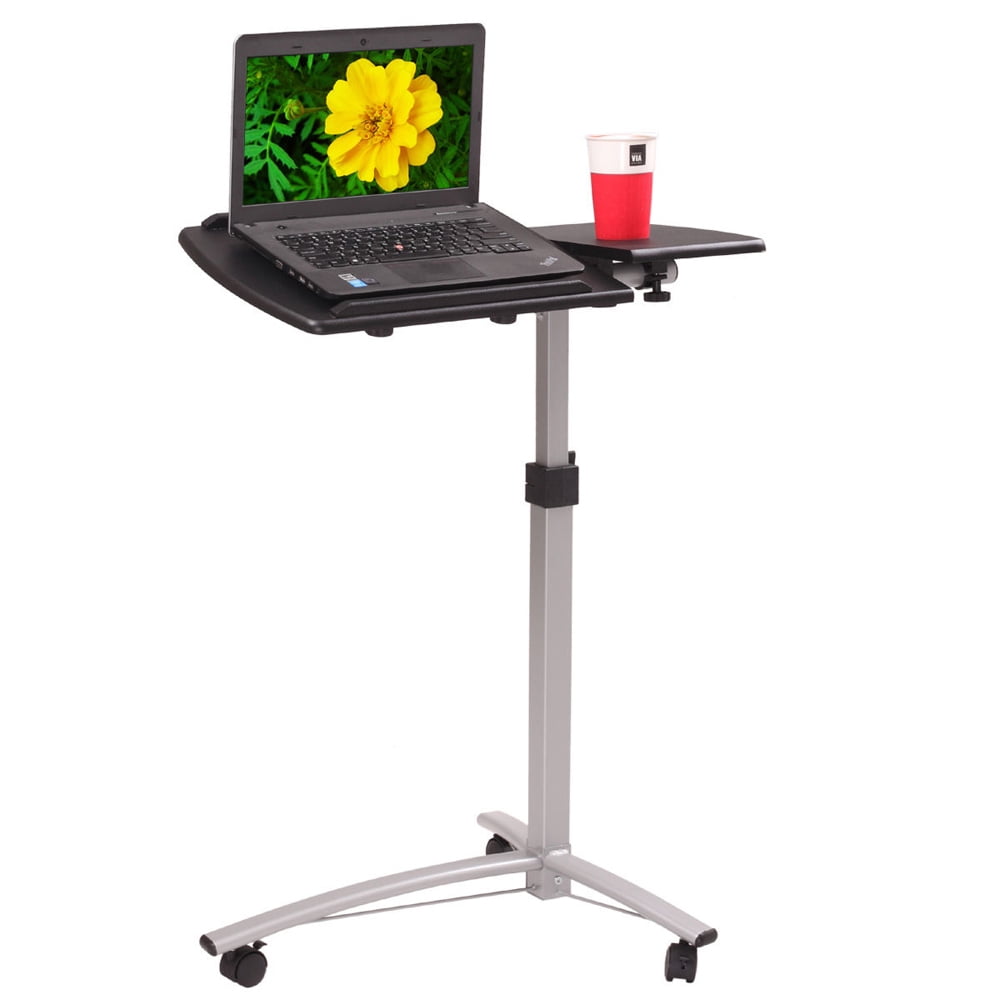 Gzxs Home Office Mobile Lifting Computer Desk Height Adjustable Writing Table Workstation (Black)