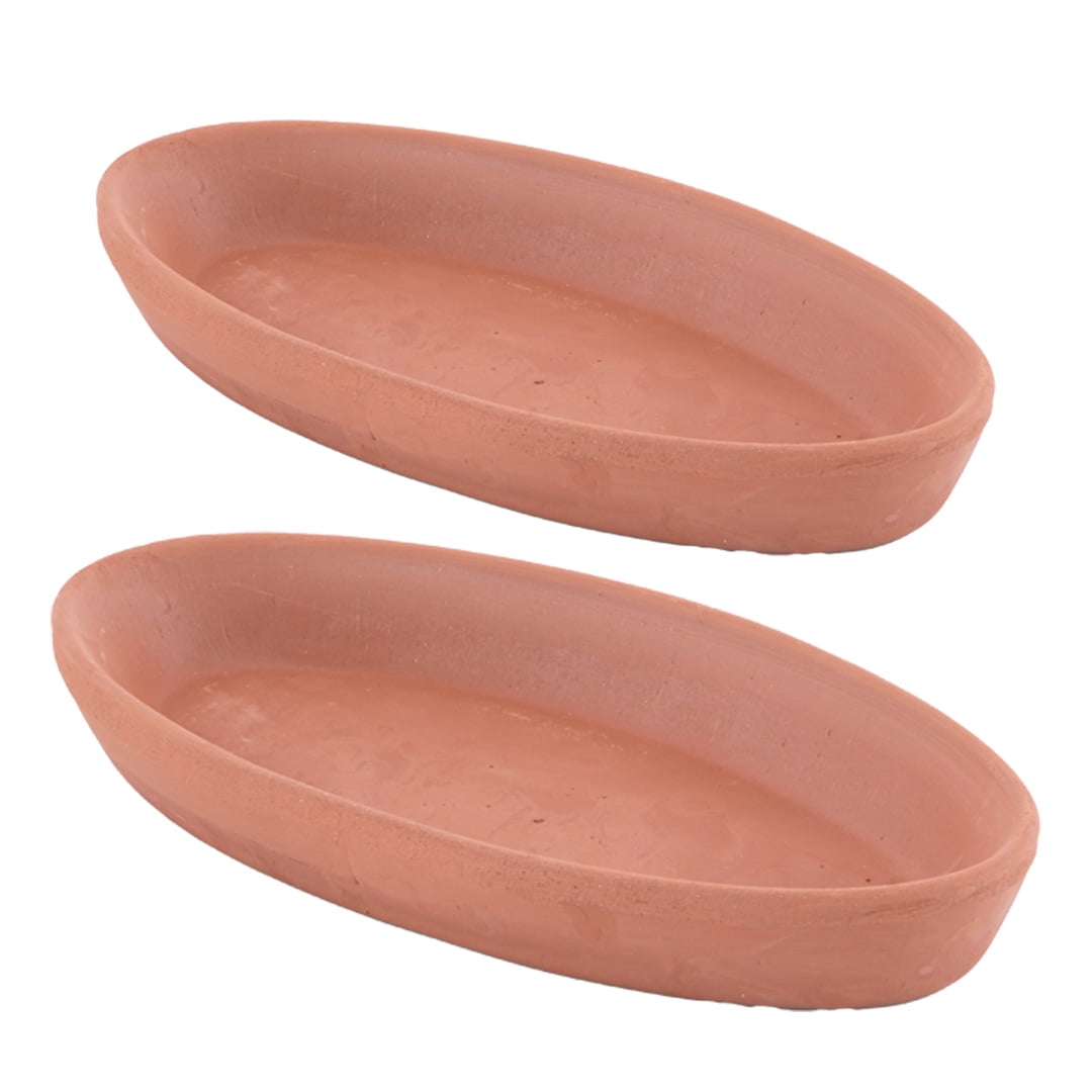 HAKAN Handmade Oval Clay Pan Set, Lead-Free Terracotta Pots for Cooking Fishes, Meat, Vegetables, or Mushrooms, Unglazed Earthenware Pottery Cookware Suitable for Stovetop and Oven-Cooking, 2 pcs