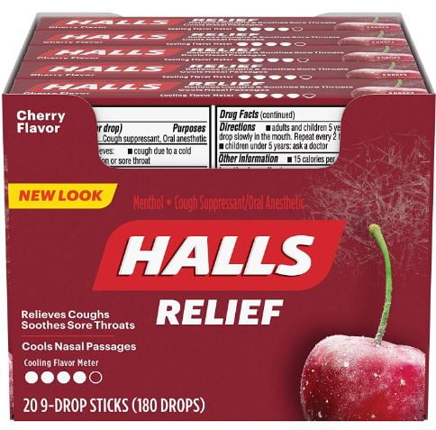 HALLS Cough Drops, (Cherry, 9 Drops, 20-Pack)