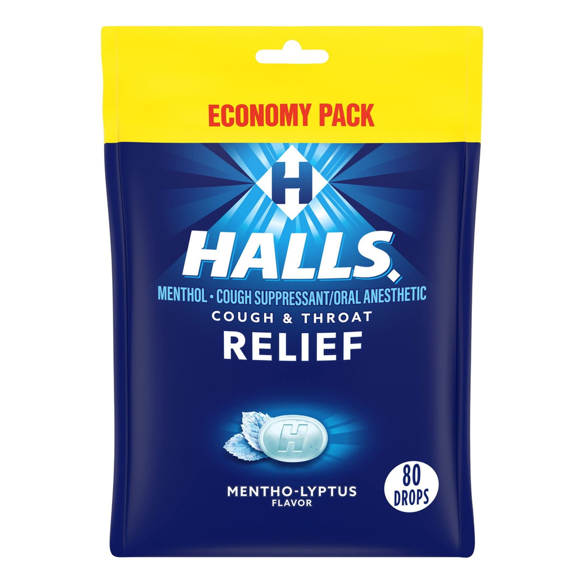 HALLS Relief Mentho-Lyptus Cough Drops  Economy Pack  80 Drops (Pack of 12)