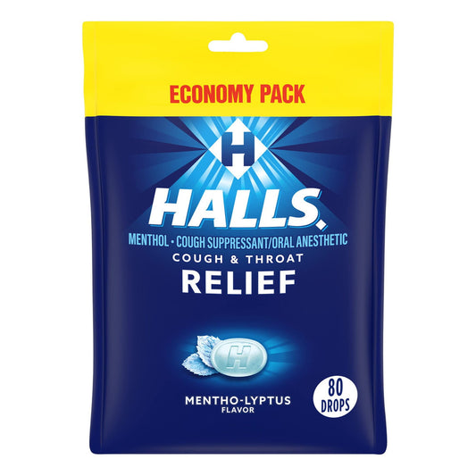 HALLS Relief Mentho-Lyptus Cough Drops  Economy Pack  80 Drops (Pack of 6)