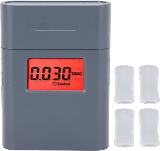 HDGSKBUA Portable Alcohol Tester, LCD Display Breathalyzer with 5 Mouthpieces to Accurately Detect Driver's Alcohol Concentration A26701