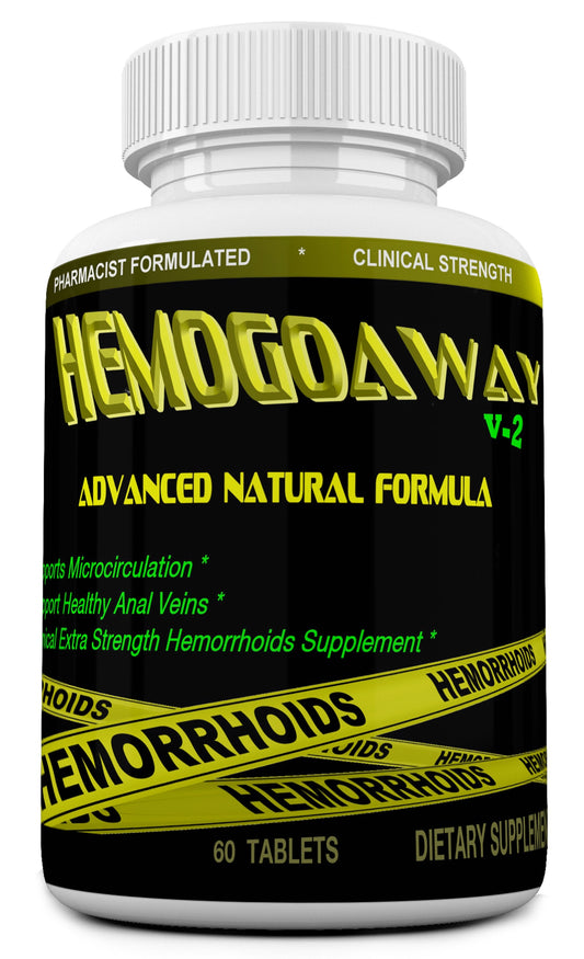 HEMOGOAWAY Natural Hemorrhoid Support and Relief Pills. 60 Tablets. " Not a Cream "