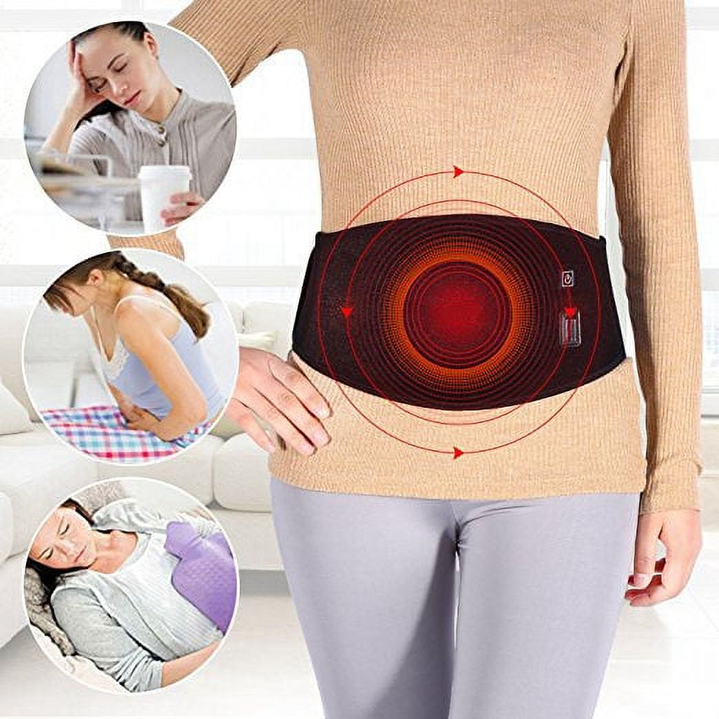 HERCHR Heating Pad Back Massager for Lower Back Pain, Portable Battery Far Infrared Heat  Massager, Heated Waist Belt Back Brace Wrap-Abdominal and Back  Lumbar Spine Stomach