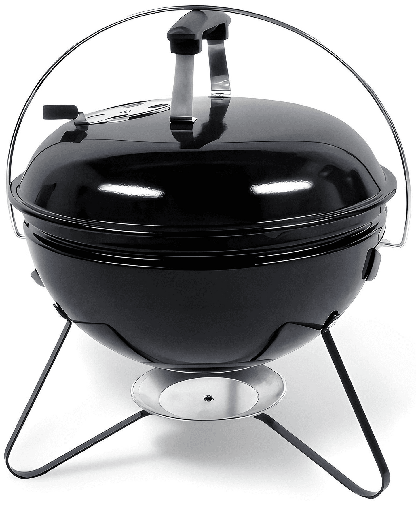 HONGGE 14 in. Steel BBQ Grill with Lid Portable Charcoal Grill for Outdoor Camping, Black