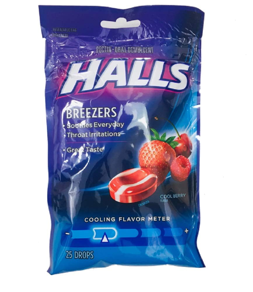 Halls Breezers Cool Berry Cough Drops - Pack of 3