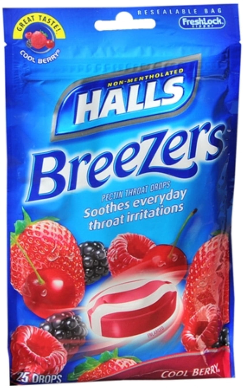 Halls Breezers Drops Cool Berry 25 Each (Pack of 4)