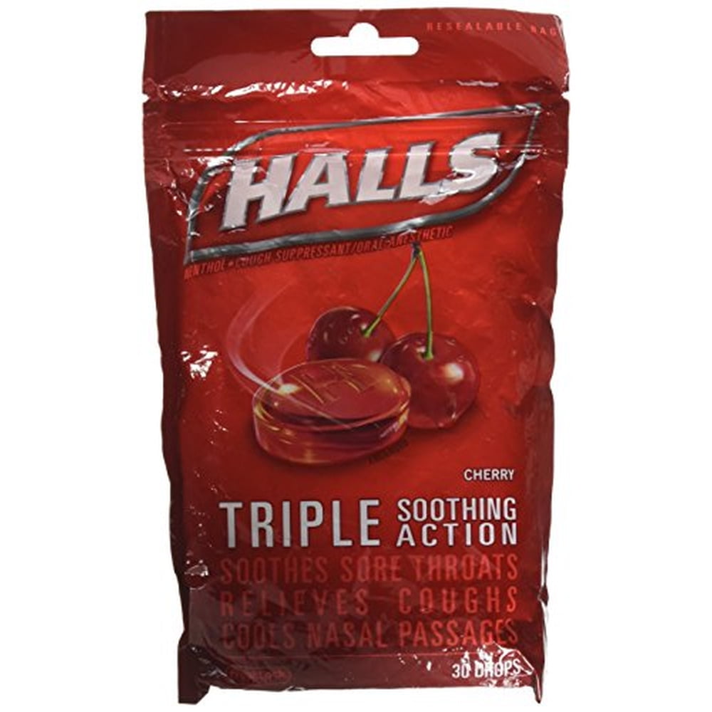 Halls Cherry Drops Triple Soothing Action (Pack of 3)