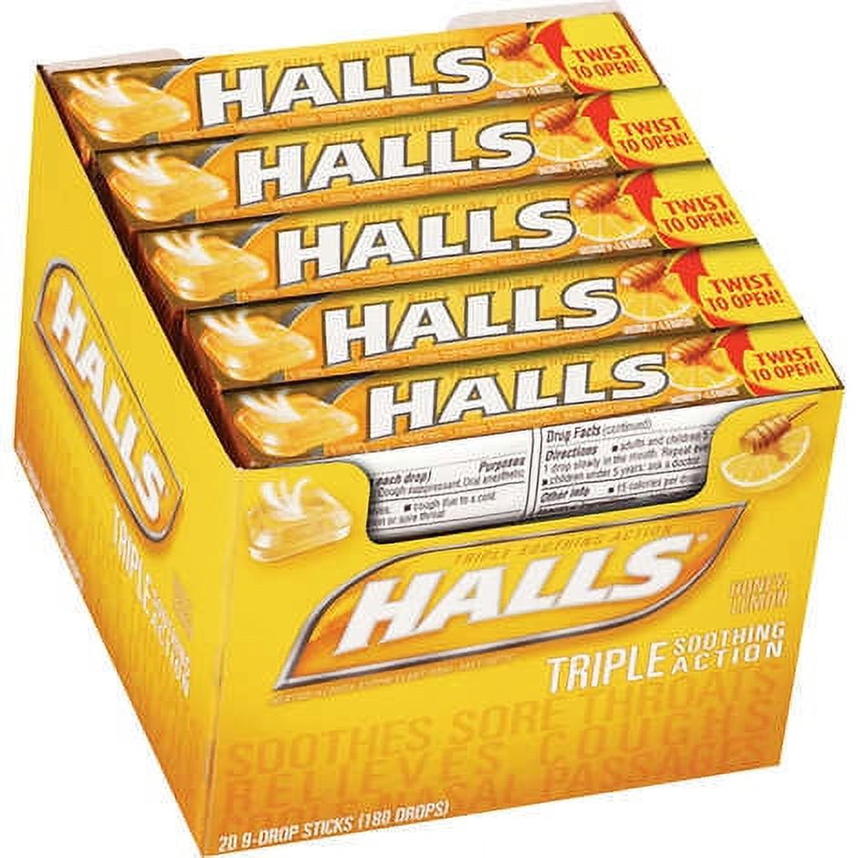 Halls Cough Drops, Honey-Lemon, 20 ct