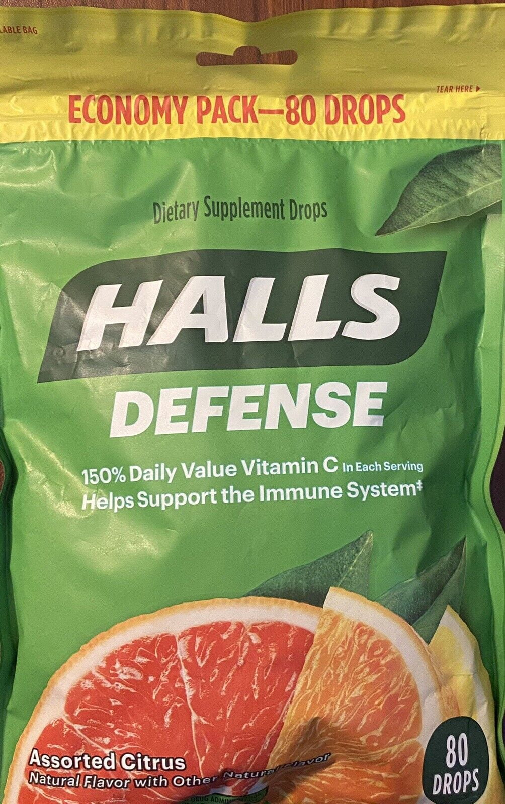 Halls Defense Assorted Citrus ECONOMY PACK Immune System Support 80 Cough Drops