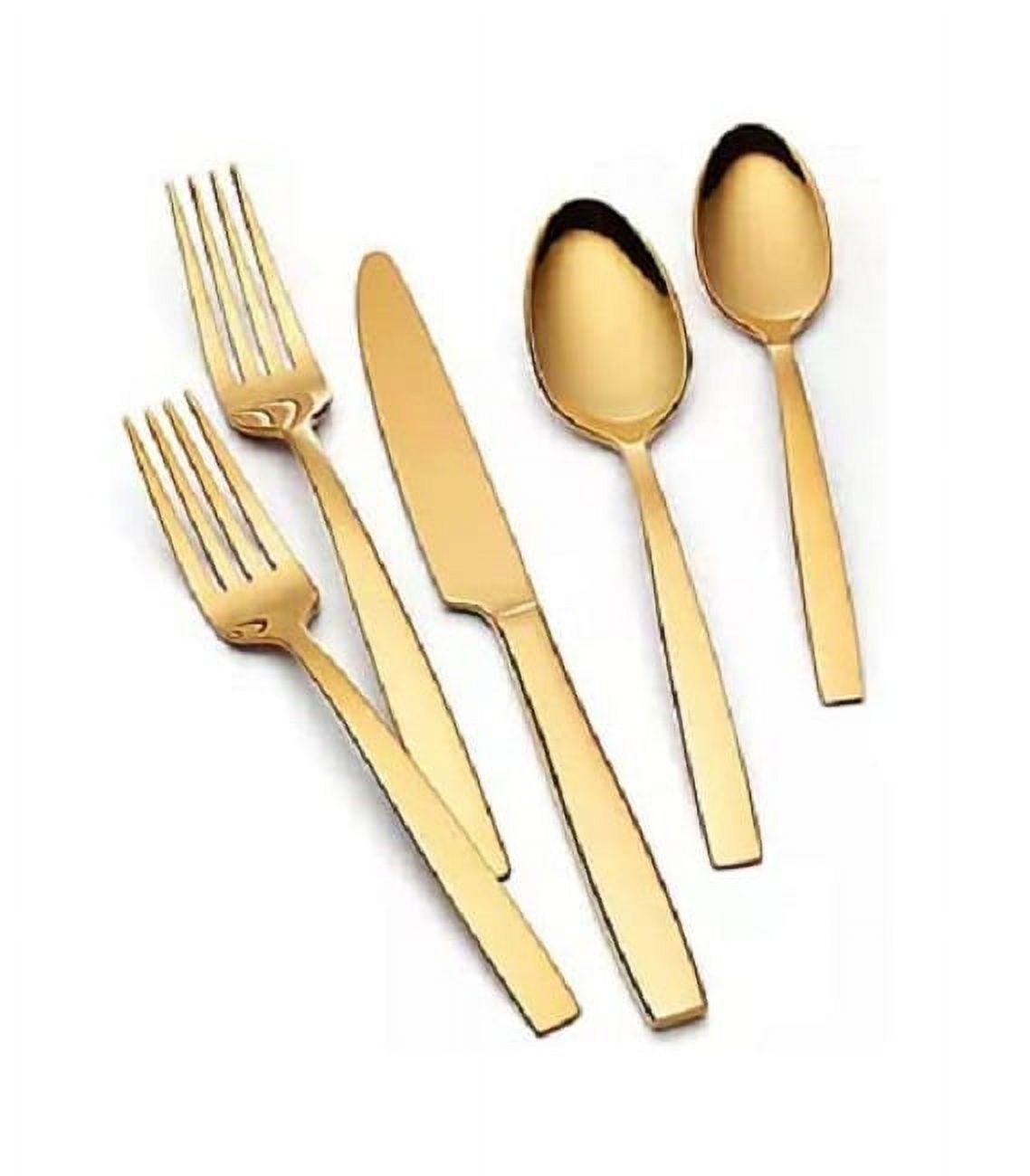 Hampton Forge Skandia Clearview Satin 20 Piece Flatware Set (Gold) - Stainless Steel