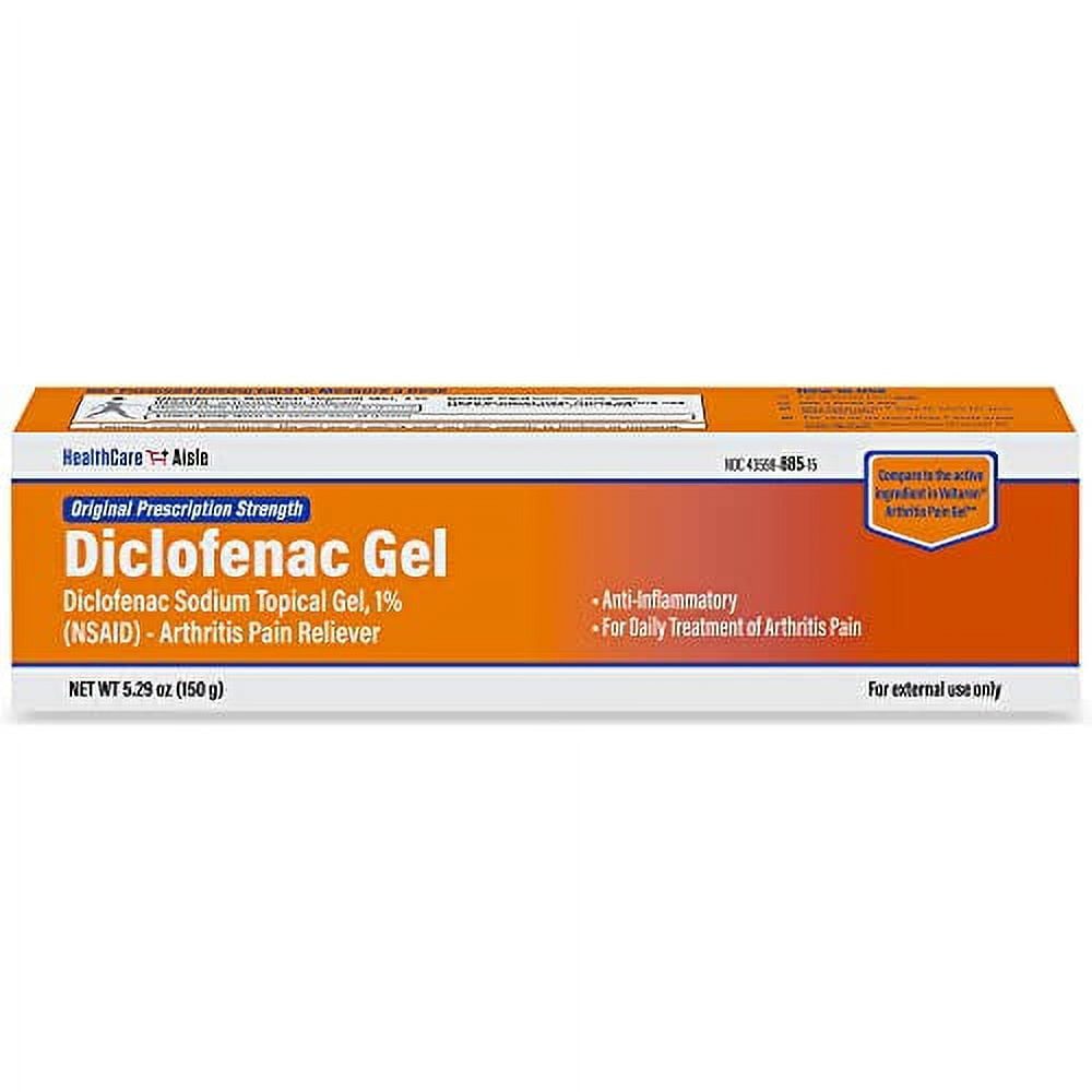 HealthCareAisle Diclofenac Gel, 1%, Arthritis Pain Relief - 150 g tube - Original Prescription Strength (NSAID)