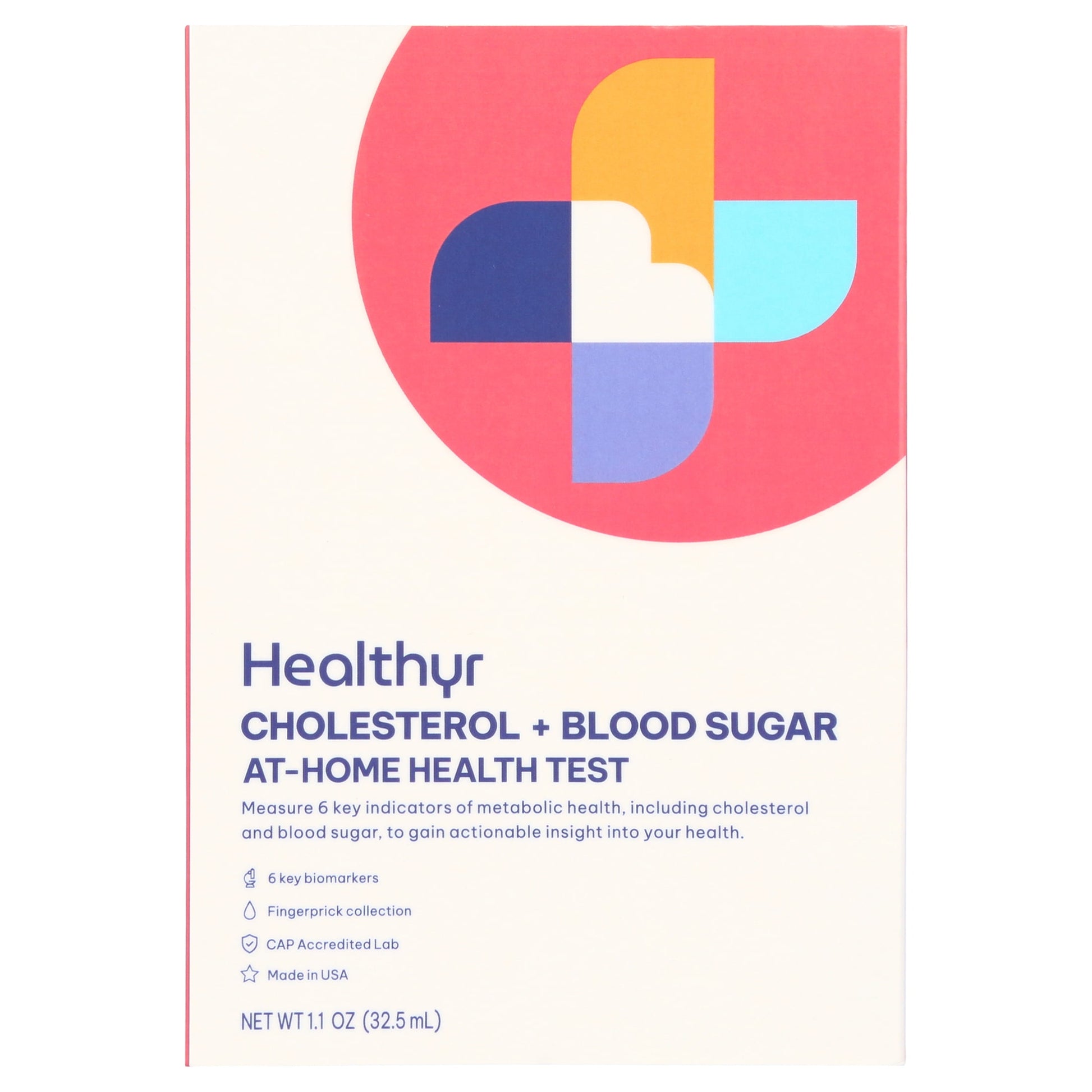 Healthyr 6 Panel Cholesterol & Blood Sugar at-home Health Test for Metabolic Health, Lab Fee Included