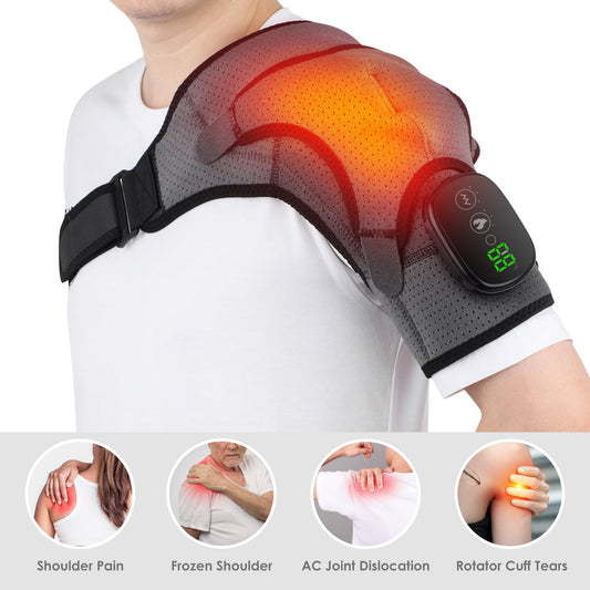 Heated Shoulder Wrap Brace,Wireless Portable Rechargeable Infrared Shoulder Heating Pad,Frozen Shoulder,Bursitis,Tendonitis