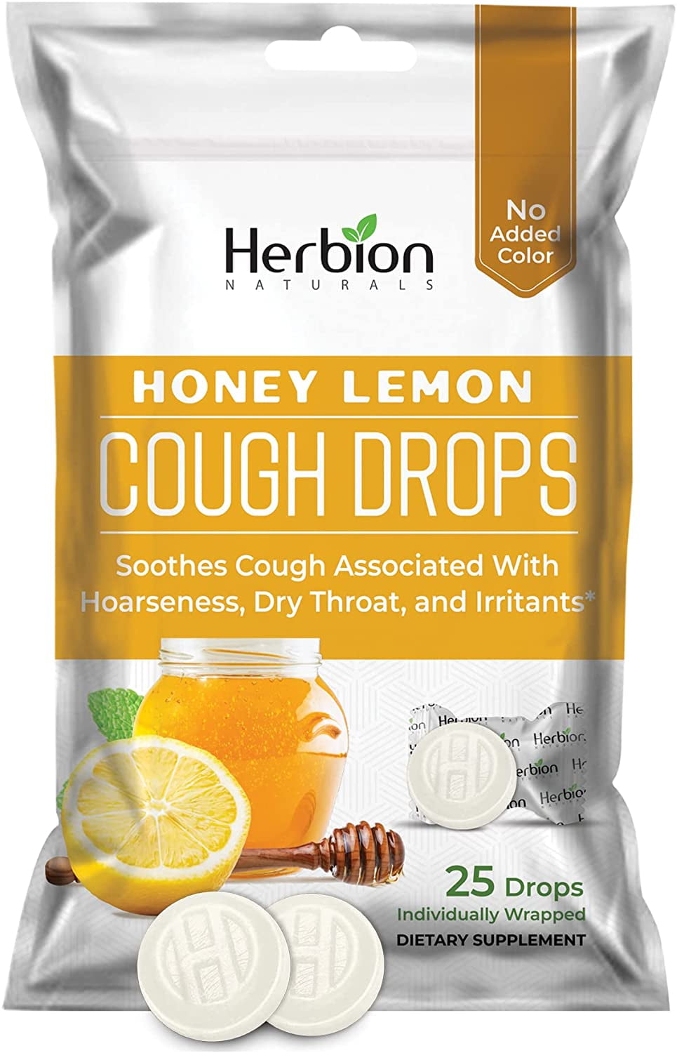 Herbion All Natural Cough Drops, Honey Lemon Flavor, 25 Ea, 6 Pack