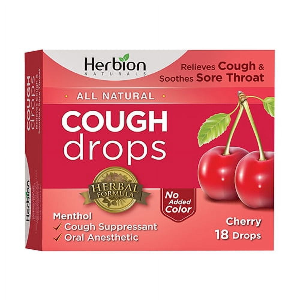 Herbion Naturals Cough Drops, Lozenge Cherry, 18 Ea, 6 Pack