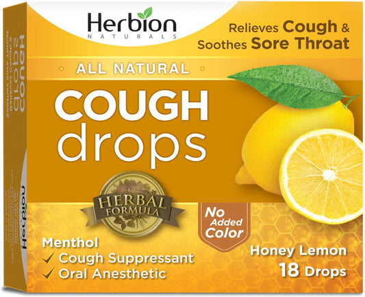 Herbion Naturals Cough Drops with Natural Honey Lemon Flavor, 18 ct (Pack of 6)