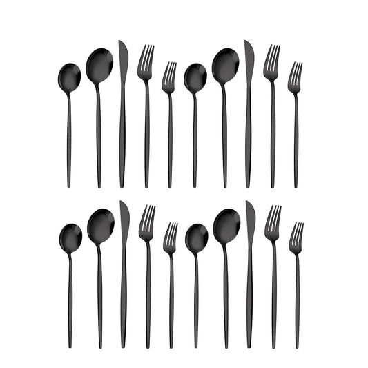 Holocky Black Silverware Set, 20 Piece Stainless Steel Flatware Cutlery Set for 4 Dishwasher Safe