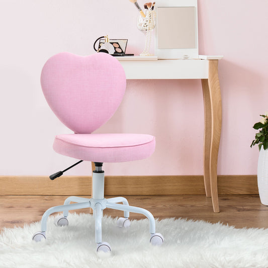 HomCom 13.75 in Task Chair with Adjustable Height & Swivel, 265 lb. Capacity, Pink