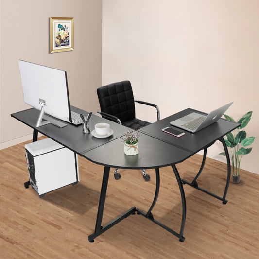 HomGarden 58” L-Shaped Computer Desk MDF Reversible Corner Desk Gaming Writing Workstation, Black