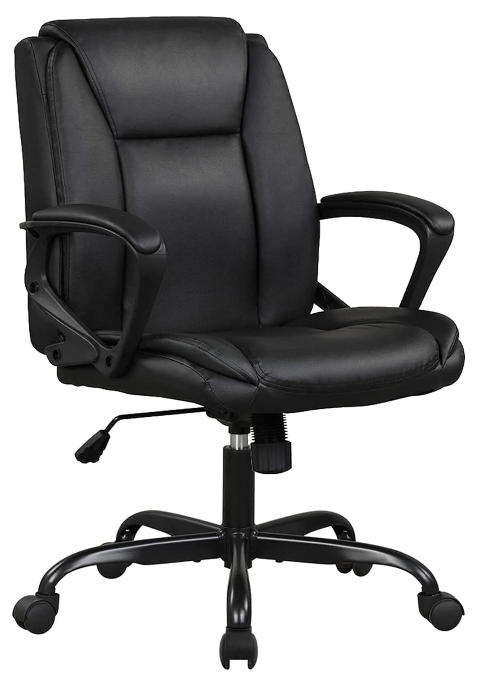 Home Office Chair Back Executive Office Chair Ergonomic Computer Desk Chair with Armrest and Lumbar Support Adjustable Rolling Swivel Chair Faux Leather Chair for Home Office 250LBS, Black