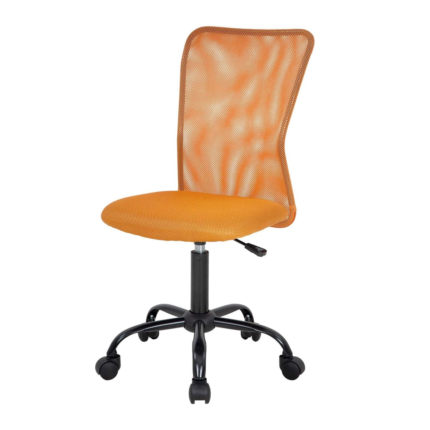 Home Office Chair Mid Back Mesh Desk Chair Armless Computer Chair Ergonomic Task Rolling Swivel Chair Back Support Adjustable Modern Chair with Lumbar Support, Orange