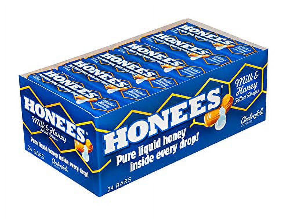 Honees Milk & Honey Cough Drops - 1.5oz Bar, Pack of 24 Milk & Honey-Filled Lozenges | Temporary Relief from Cough | Soothes Sore Throat | All Natural