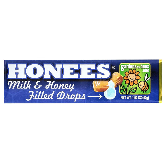 Honees, Milk & Honey Filled Drops, 1.50 oz Pack of 4