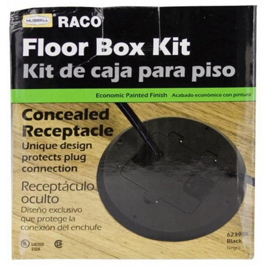 Hubbel Electric Raco Black Concealed Receptacle Floor Box Kit