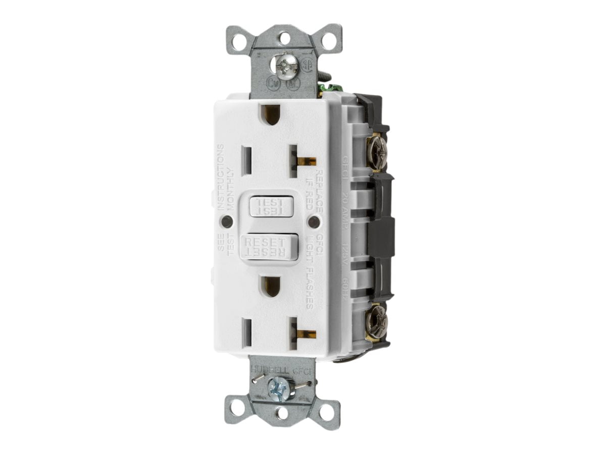 Hubbell Autoguard Commercial Standard Gfci Receptacle, White, Nema 5-20R, 125 Volts, 20 Amps