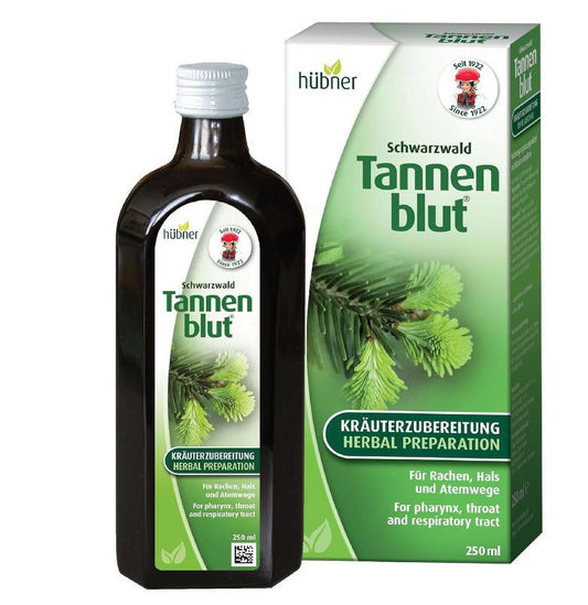 Hubner Tannenblut Herbal Preparation, Honey Cough Syrup Expectorant, Cold, Sore Throat, Congestion Supplement, Soothing Relief, Kosher and Alcohol-Free, 250 ml