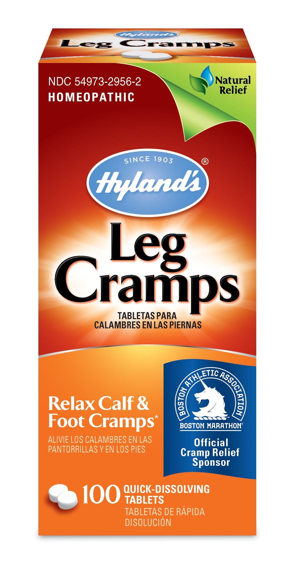 Hyland's Naturals Leg Cramp Tablets, Natural Relief of Calf, Leg and Foot Cramp, 100 Count