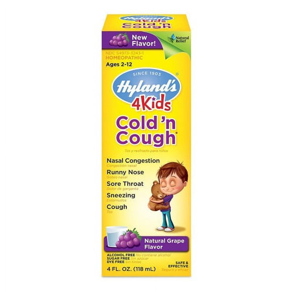 Hylands Natural Relif 4 Kids Liquid Cold and Cough Relief, Grape Flavor, 4 oz, 3 Pack