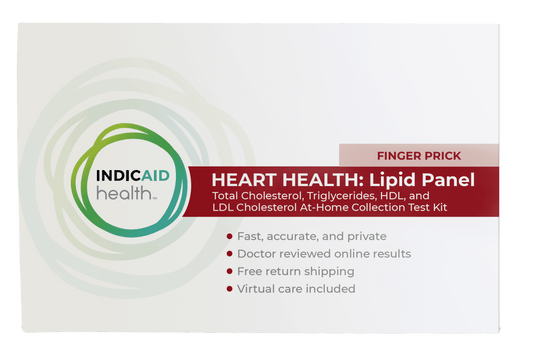 INDICAID health – Heart Health - Lipid Panel At-home collection test from CLIA-Certified Lab – Testing for total cholesterol, triglycerides, HDL and LDL cholesterol – FSA/HSA Eligible